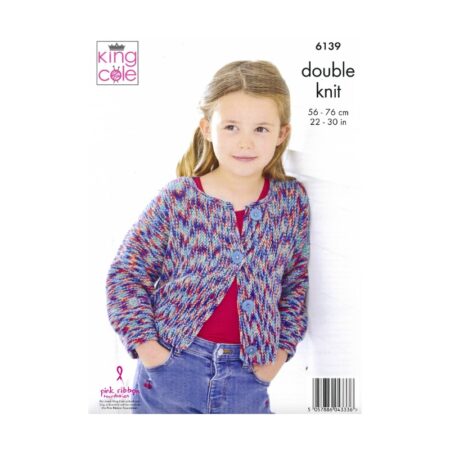 King Cole Overtop, Cardigan & Beret Pattern 6139 - Image 2