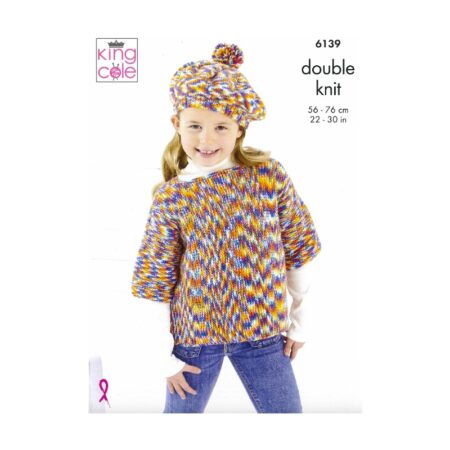 King Cole Overtop, Cardigan & Beret Pattern 6139