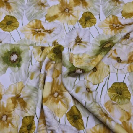 Golden Green Poppies Viscose - Image 3