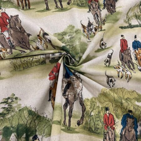 Hunting Scene on Natural Linen Look - Image 7