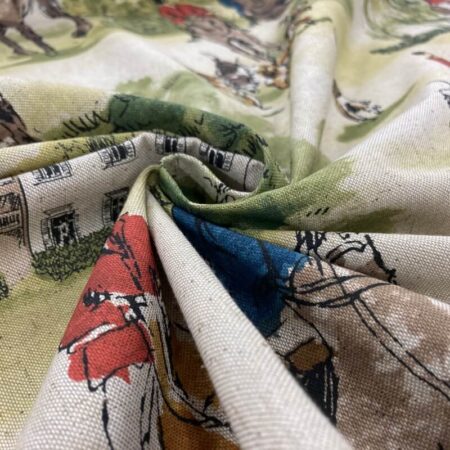 Hunting Scene on Natural Linen Look - Image 8