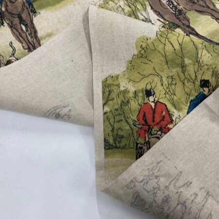 Hunting Scene on Natural Linen Look - Image 9