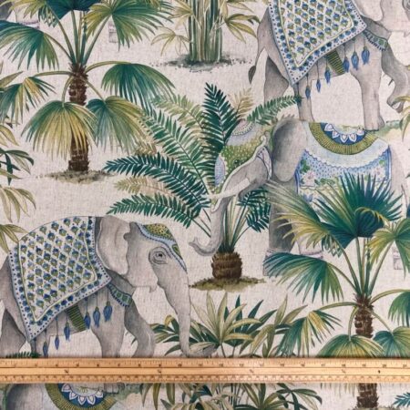Jaipur Elephant on Natural Linen Look - Image 2