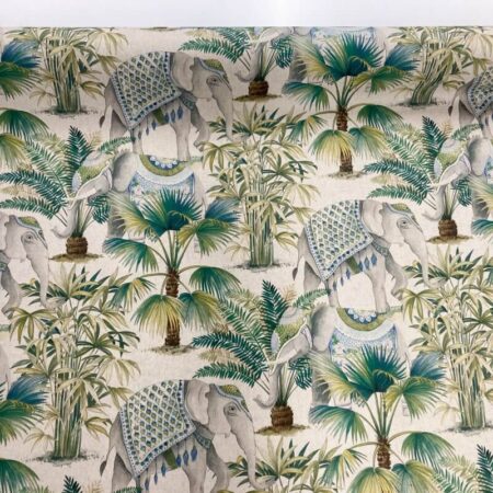 Jaipur Elephant on Natural Linen Look