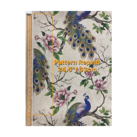 Peacock Garden on Natural Linen Look - Image 3