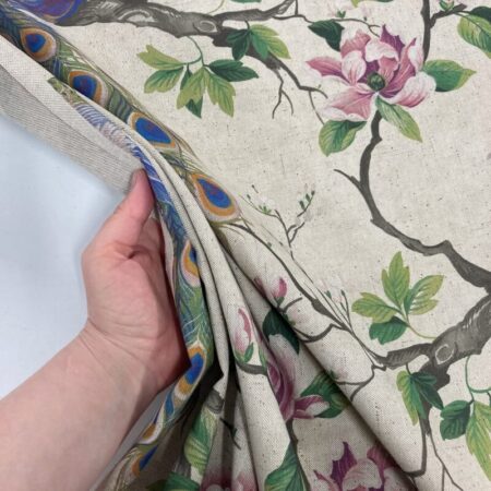Peacock Garden on Natural Linen Look - Image 4