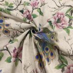 Peacock Garden on Natural Linen Look
