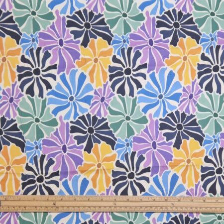 Retro Flower Heads Cotton Spandex - Image 2