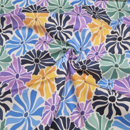 Retro Flower Heads Cotton Spandex - Image 3
