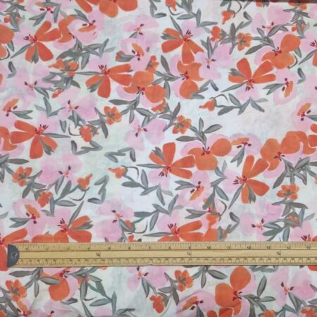 Orange/Pink Flowers Viscose - Image 3