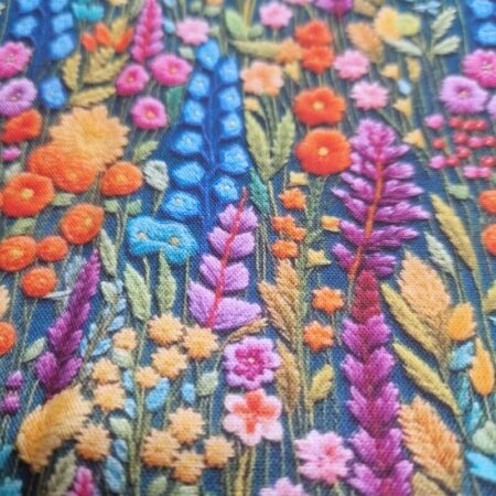 Whimsical Floral Embroidery Effect Cotton - Image 4