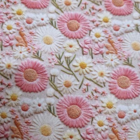 Whimsical Floral Embroidery Effect Cotton - Image 3