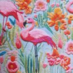 Whimsical Floral Embroidery Effect Cotton