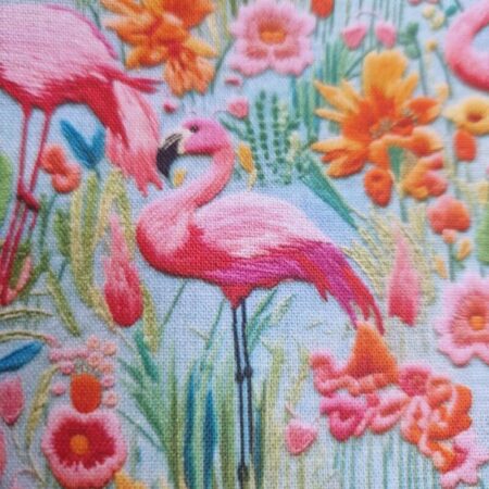 Whimsical Floral Embroidery Effect Cotton - Image 2