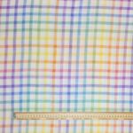 Rainbow Check on White Double Gauze