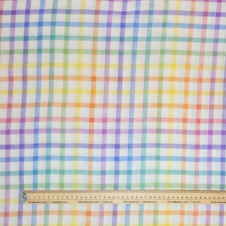 Rainbow Check on White Double Gauze - Image 2