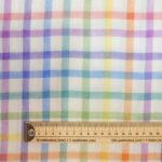 Rainbow Check on White Double Gauze