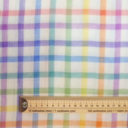 Rainbow Check on White Double Gauze - Image 3