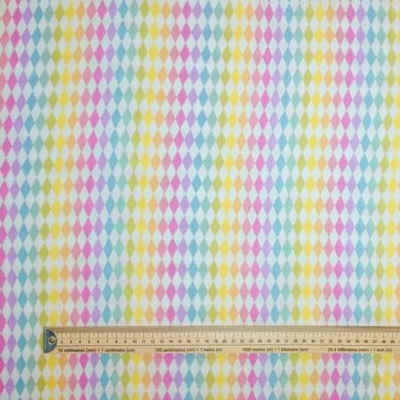 Rainbow Harlequin on White Double Gauze - Image 2