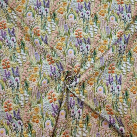 Whimsical Floral Embroidery Effect Cotton - Image 16