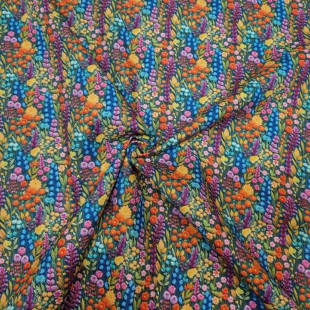 Whimsical Floral Embroidery Effect Cotton - Image 14