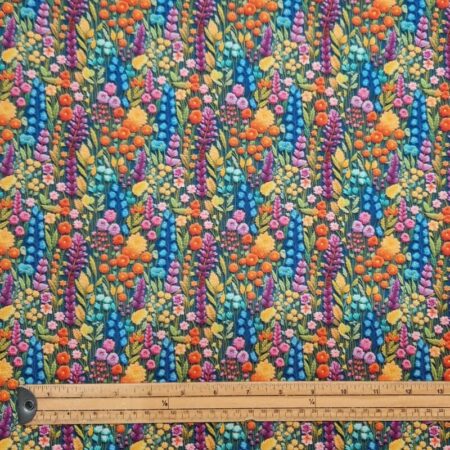 Whimsical Floral Embroidery Effect Cotton - Image 13
