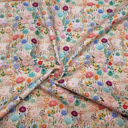 Whimsical Floral Embroidery Effect Cotton - Image 12