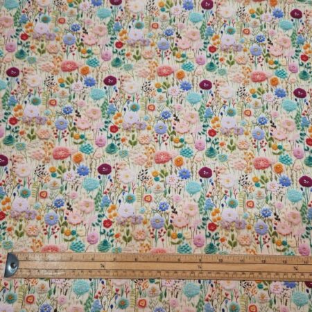 Whimsical Floral Embroidery Effect Cotton - Image 11