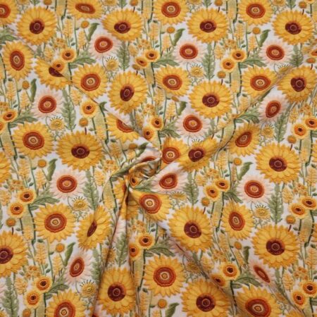 Whimsical Floral Embroidery Effect Cotton - Image 8