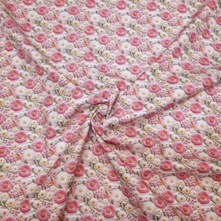Whimsical Floral Embroidery Effect Cotton - Image 26