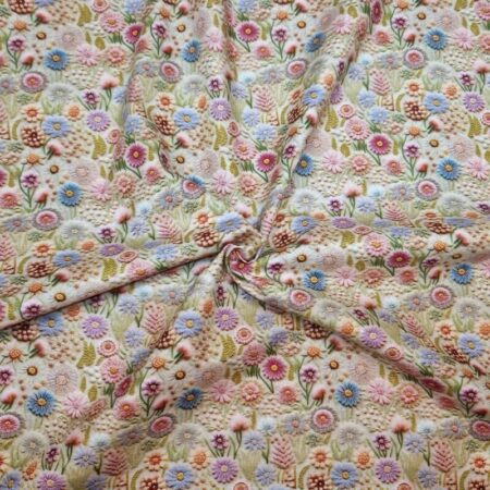 Whimsical Floral Embroidery Effect Cotton - Image 24