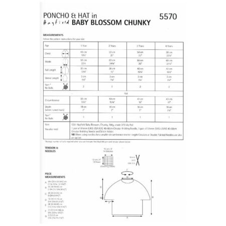 Hayfield Poncho and Hat Pattern 5570 - Image 2