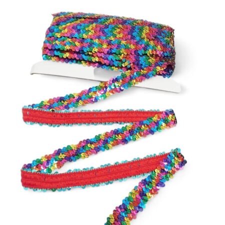 Rainbow Sequin Elastic Trim