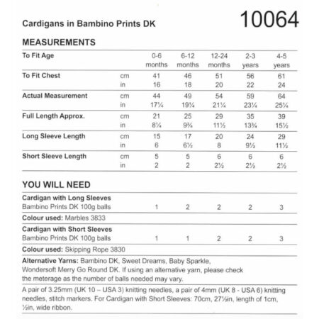 Stylecraft Bambino Prints Cardigans Pattern 10064 - Image 3