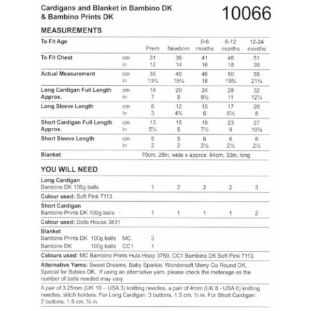 Stylecraft Bambino Prints Cardigans and Blanket Pattern 10066 - Image 2