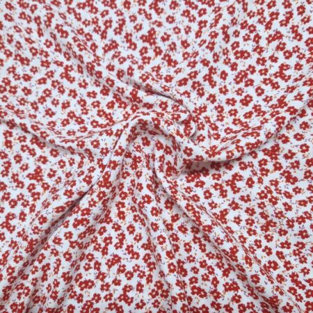 Red Flowers on White Viscose - Image 3