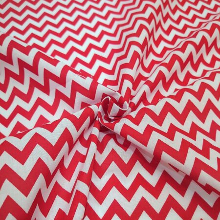 Red and White Zig Zag Polycotton - Image 2