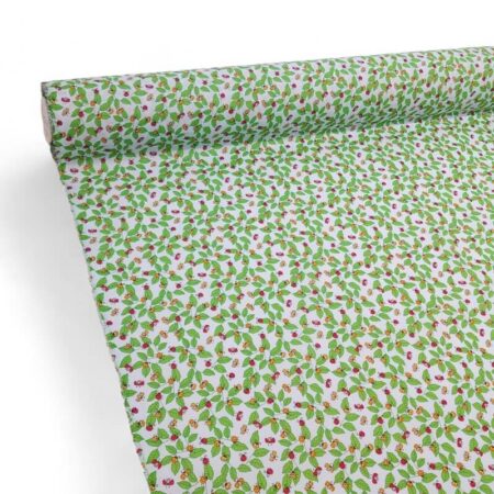 Ladybird Leaves on Sky Polycotton