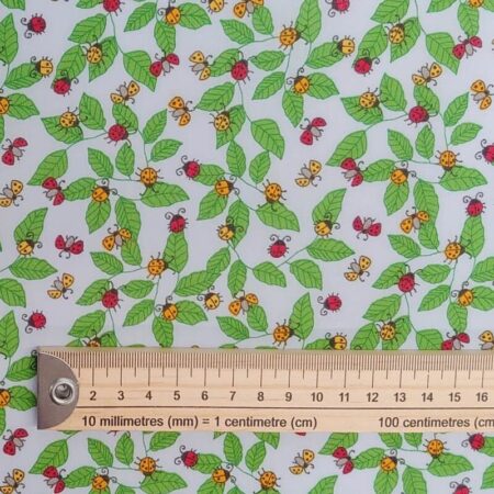 Ladybird Leaves on Sky Polycotton - Image 4