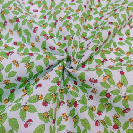 Ladybird Leaves on Sky Polycotton - Image 3