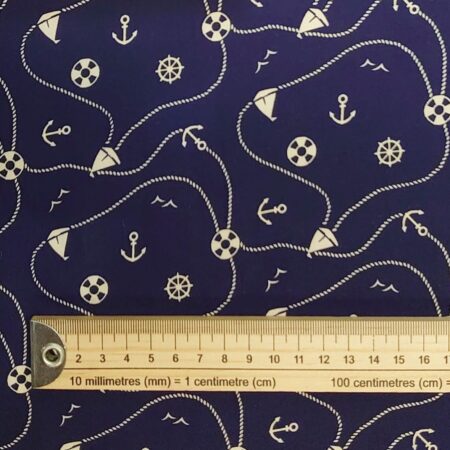 Away We Sail on Navy Polycotton - Image 2