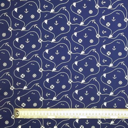 Away We Sail on Navy Polycotton - Image 4