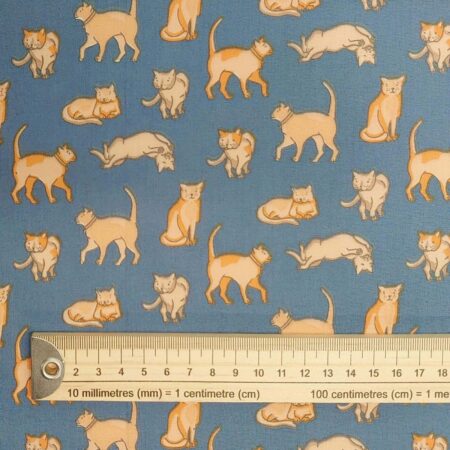 Cats on Blue Polycotton - Image 2