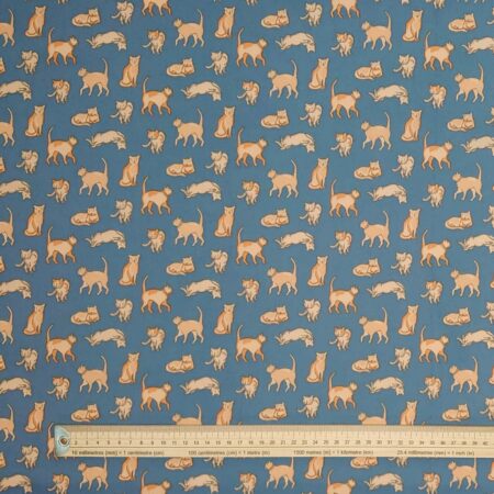 Cats on Blue Polycotton - Image 4