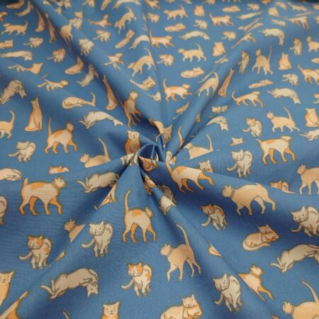 Cats on Blue Polycotton - Image 3