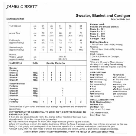 James C Brett Flutterby Sweater, Blanket & Cardigan Pattern JB886 - Image 2