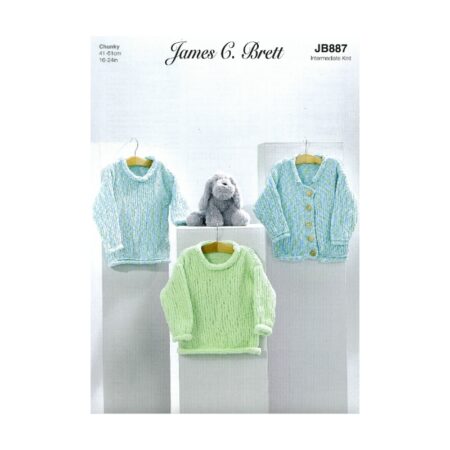 James C Brett Flutterby Sweater and Cardigan Pattern JB887