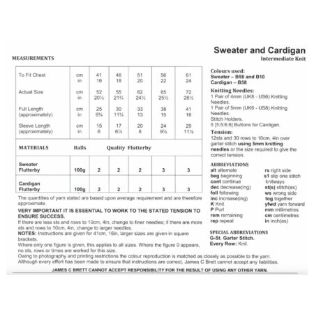 James C Brett Flutterby Sweater and Cardigans Pattern JB889 - Image 2