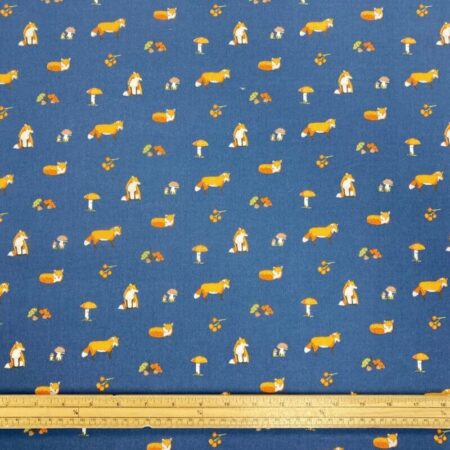 Foxes on Blue Polycotton - Image 2