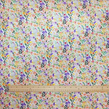 Country Garden Flowers on Ivory Viscose - Image 2